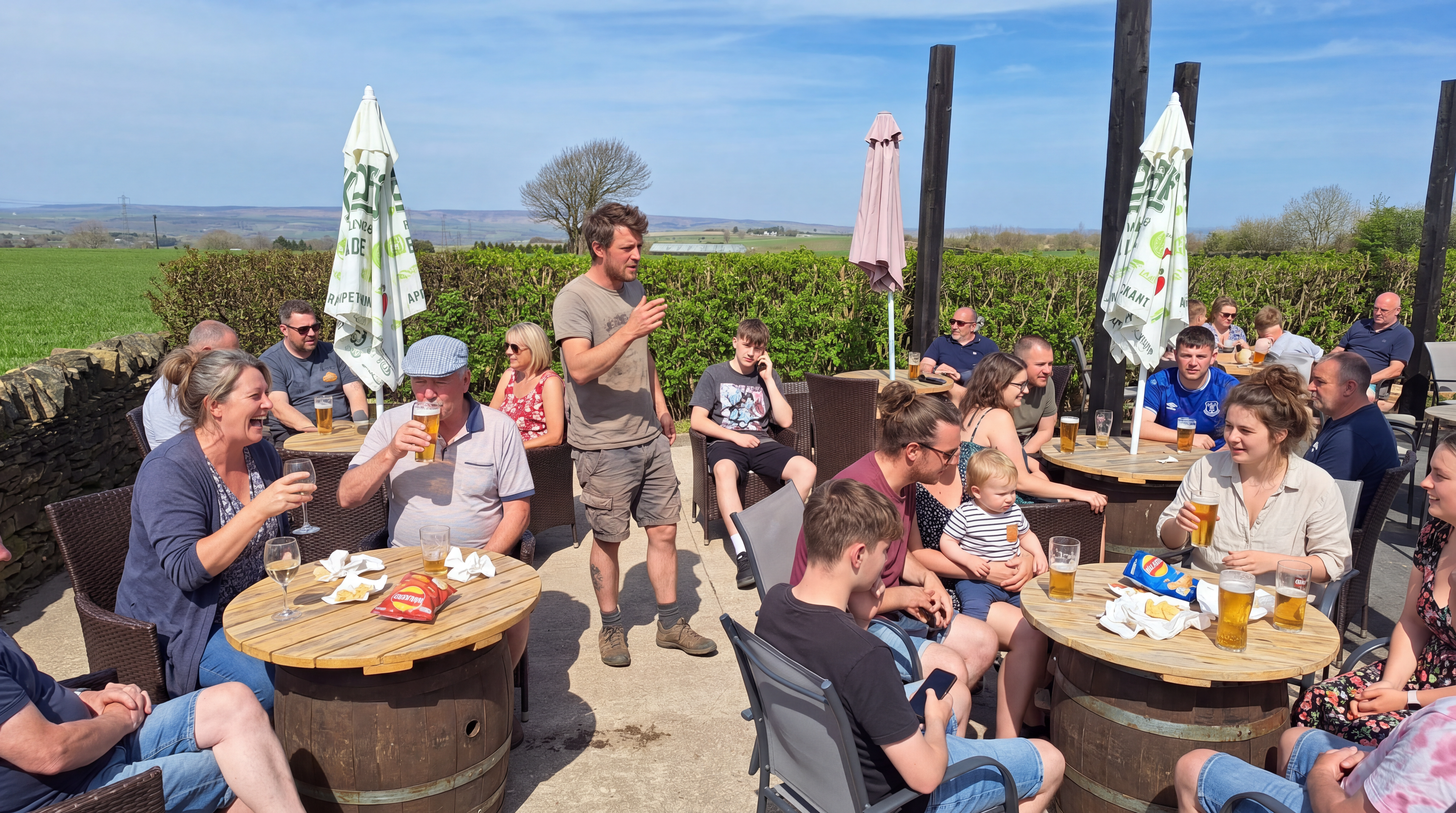 The Ring O' Bells beer garden busy with local families and friends