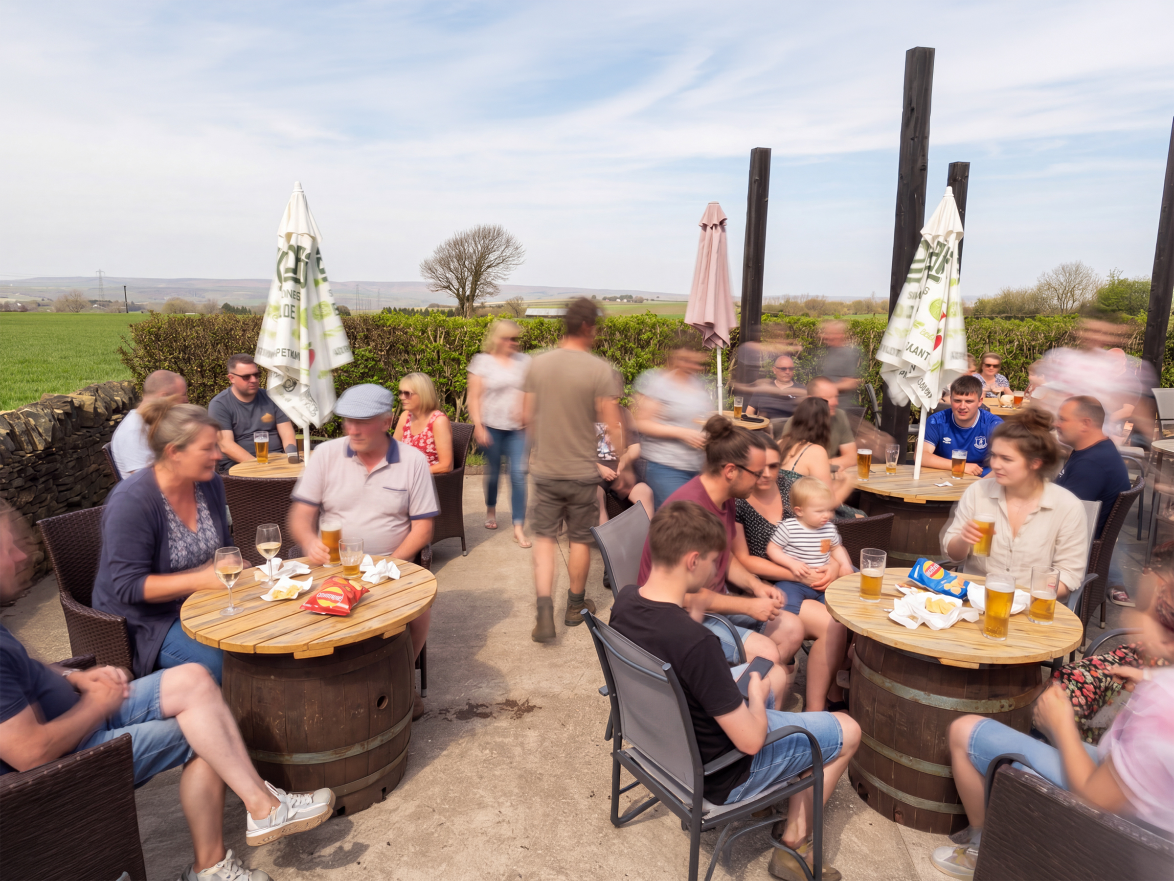 The beer garden overlooking Brontë country