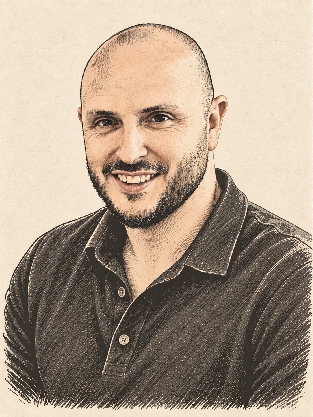 Illustrated portrait of Alex, Co-owner