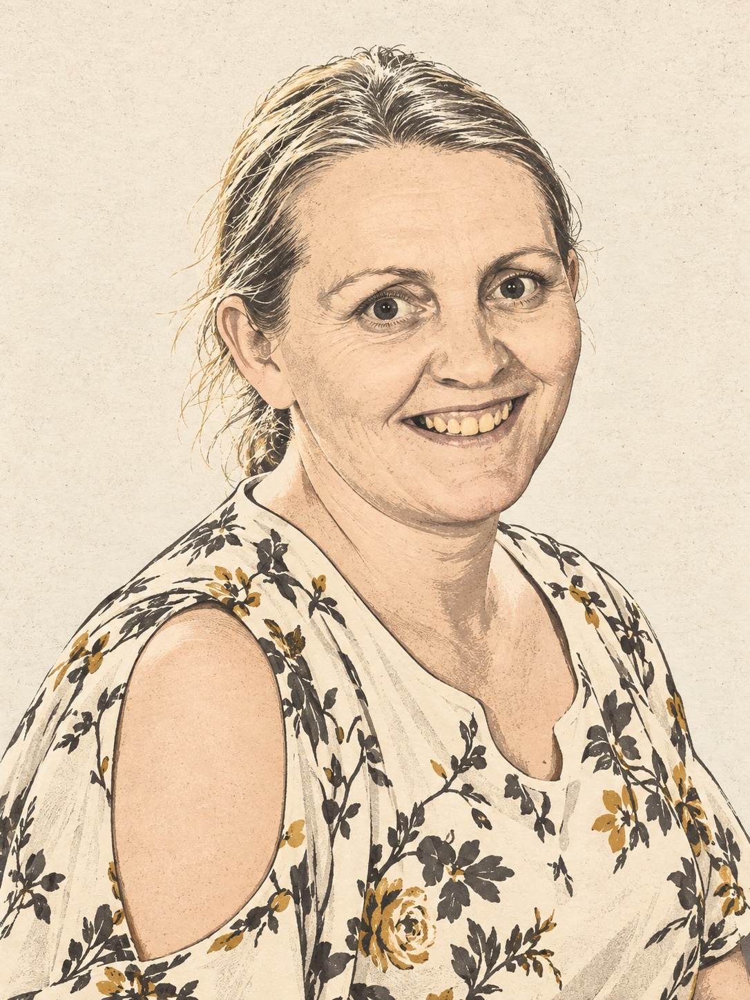 Illustrated portrait of Helen, Landlady & Co-owner